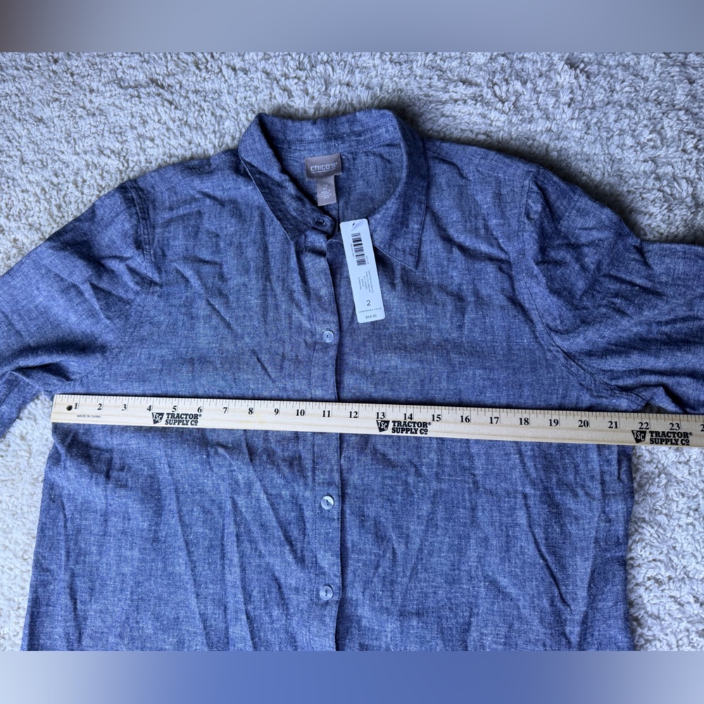 Chico's Indigo Button-Up Shirt + Pants Set NWT - Picture 4 of 11